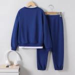 Voxikidio Boys 3D Letter Print Sweatshirt & Sweatpants