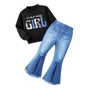 Toddler Girl Sweatshirt & Flare Jeans Outfit Set