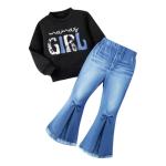Toddler Girl Sweatshirt & Flare Jeans Outfit Set