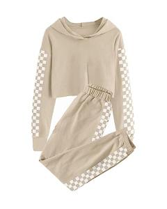 Meikulo Girls' Cute Crop Hoodie and Sweatpants Outfit