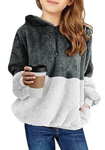 Girls Fuzzy Fleece Hoodie Sweatshirt with Pockets