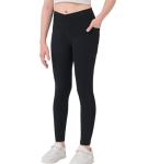 Girls Black Crossover Leggings with Pockets