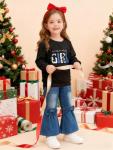 Toddler Girl Sweatshirt & Flare Jeans Outfit Set