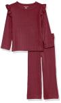 Girls' Dark Red Wide-Rib Outfit Set, 2-Pack