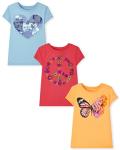 Girls' Graphic T-Shirt 3-Pack - Butterfly & Floral