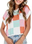 Girls Colorblock Cap Sleeve Crop Top