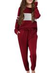 Arshiner Girls' Color Block Sweatshirt and Pants Set