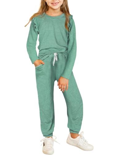 Girls' Fall Sweatsuit Set in Green Size 8-9