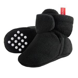 Bufims Cozy Fleece Baby Booties, Black