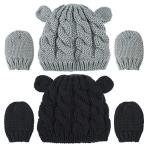 Warm Knitted Beanie Hat and Gloves Set for Babies