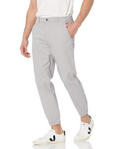 Men's Light Grey Straight-Fit Chino Jogger Pants
