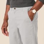 Men's Light Grey Straight-Fit Chino Jogger Pants