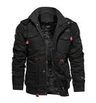Men's Black Hooded Fleece Winter Jacket