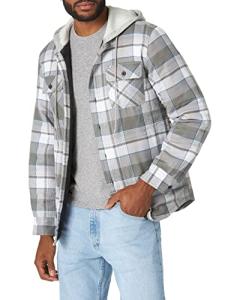 Flannel Shirt Jacket with Hood, Cloud Burst