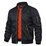 TACVASEN Men's Lightweight Black Bomber Jacket