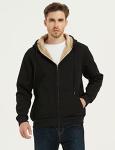 Flygo Men's Warm Sherpa Hoodie Jacket - Black