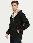 Flygo Men's Warm Sherpa Hoodie Jacket - Black