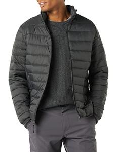 Men's Lightweight Water-Resistant Puffer Jacket, Dark Grey