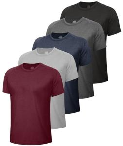 BOOJO Men's 5 Pack Quick Dry Workout Shirts