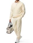 Men’s Comfy Beige Twill 2-Piece Tracksuit Set