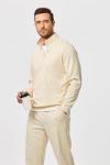 Men’s Comfy Beige Twill 2-Piece Tracksuit Set