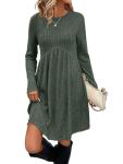 Long Sleeve Sweater Dress for Women - Green