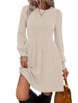 Beige Long Sleeve Corduroy Sweater Dress for Women
