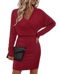 Bebonnie Sparkly Deep V Party Sweater Dress