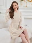 Beige Long Sleeve Corduroy Sweater Dress for Women