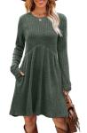 Long Sleeve Sweater Dress for Women - Green