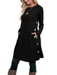 OFEEFAN Women's Long Sleeve Fall Dress in Black