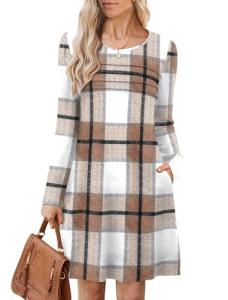 OFEEFAN Women's 2025 Winter Plaid Sweater Dress