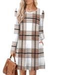 OFEEFAN Women's 2025 Winter Plaid Sweater Dress