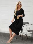 Heymoments Black A-Line Midi Dress for Ladies