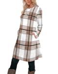 OFEEFAN Women's 2025 Winter Plaid Sweater Dress