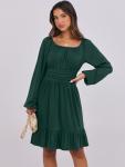 ANRABESS Women's Deep Green Ruffle A-Line Dress