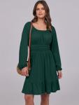 ANRABESS Women's Deep Green Ruffle A-Line Dress