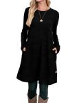 OFEEFAN Women's Long Sleeve Fall Dress in Black