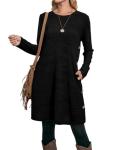 OFEEFAN Women's Long Sleeve Fall Dress in Black