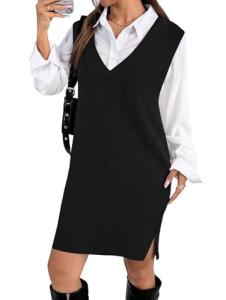 Zeagoo Women's Oversized Knitted Sweater Vest Dress
