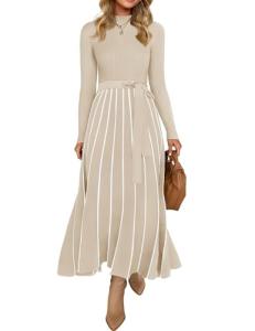 ZESICA Women's Fall Turtleneck Midi Sweater Dress