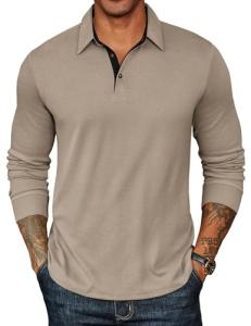 COOFANDY Men’s Lightweight Long Sleeve Polo Shirt