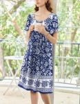 Ekouaer Short Sleeve Pleated Nightgown with Pockets