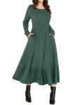 ANRABESS Women's Green Long Sleeve Midi Dress