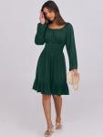 ANRABESS Women's Deep Green Ruffle A-Line Dress