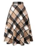 Brown High-Waisted Plaid Sweater Dress for Women