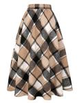 Brown High-Waisted Plaid Sweater Dress for Women