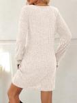 AUTOMET Women's Beige Long Sleeve Sweater Dress