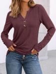 AUTOMET Plus Size Long Sleeve Henley Tops for Women