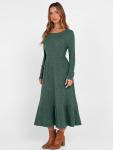 ANRABESS Women's Green Long Sleeve Midi Dress